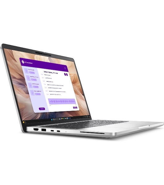 Ноутбук Dell Pro 14 Plus Core Ultra 7 266V 14,0' QHD+ (2560 x 1600),300nit AG,300 nit,16 GB LPDDR5,1TB SSD,Intel Arc graphics,3cell 55Wh,Backlit,FPR,Thunderbolt,W11Pro/English,1,4kg,2y,KB Eng,Platin Silver