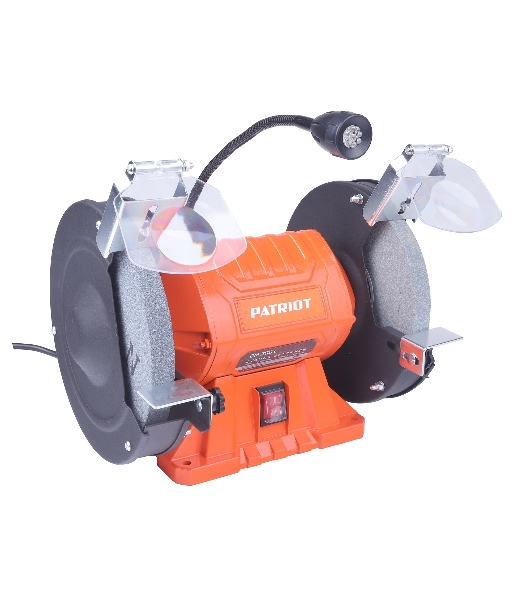 Станок заточной PATRIOT Expert GM 200 L, подсветка, 550Вт, 2980об/мин, 200мм диск, А36/А60 зерн, посадочный 16 мм, асинхронный, адаптер на круги 32 мм