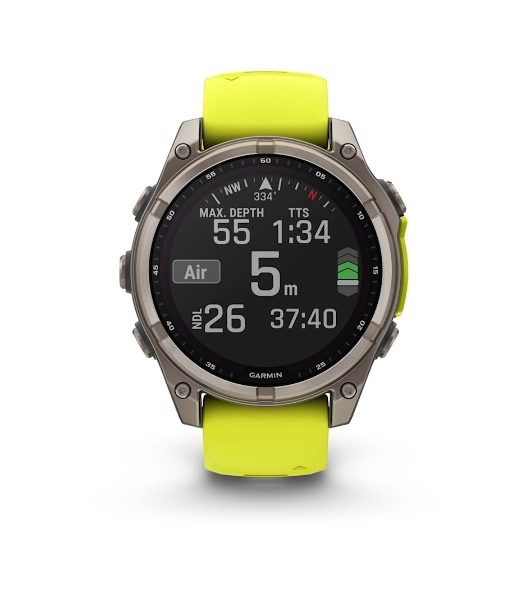 Умные часы Garmin Fenix 8, 1.6' AMOLED, Wi-Fi, Bluetooth, NFC, 100м, серебристый / желтый