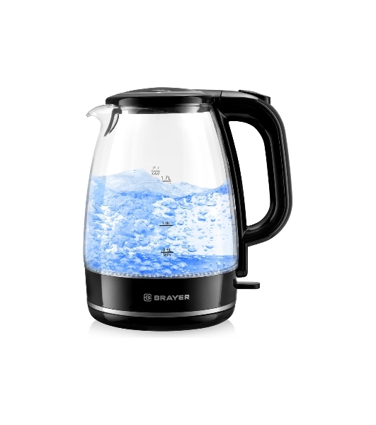 Чайник электрический BRAYER BR1030, 2200 Вт, 1.7 л, стек л,корп,автоотк л,при.закип,подсвет