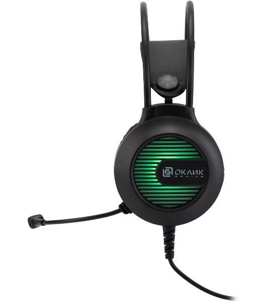 Гарнитура Oklick HS-L300G чёрный, проводная, 3.5 мм, подсветка
