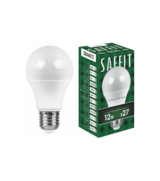 Лампа светодиодная SAFFIT SBA6012 (55007) 12Вт Е27 теплый