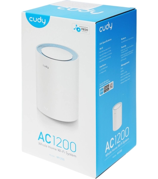 Бесшовный Mesh роутер Cudy M1200(1-Pack) AC1200 10/100BASE-TX белый
