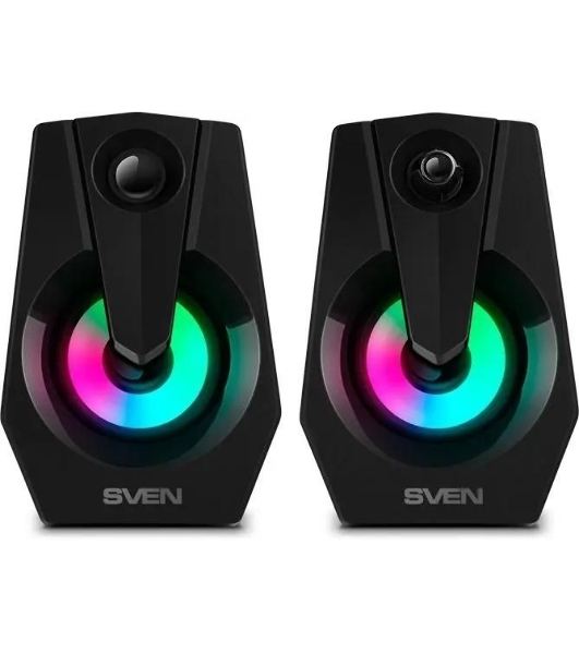 Акустическая система SVEN 370 2.0 черные (2x2W, USB, RGb подсветка)