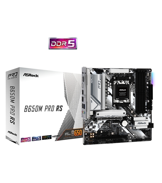 Материнская плата ASRock B650M PRO RS, AM5, AMD B650, 4xDDR5, 4xSATA, 3xM.2, 1xPCIe 4.0 x16, 1xPCIe 3.0 x4, 1xDP, 1xHDMI, 1x2.5Gb LAN, 1xUSB-C 10Gbps, 1xUSB-A 10Gbps, 2xUSB-A 5Gbps, 4xUSB-A 2.0, 3x3.5 мм, 7.1, mATX