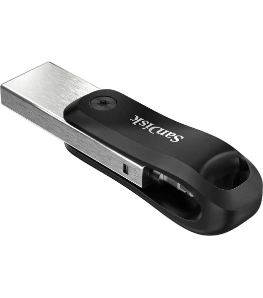 Флешка USB SanDisk IX60N iXpand Go (SDIX60N-064G-GN6NN), 64Gb, USB 3.0/Lightning, R/W 150/70, черный/серебристый