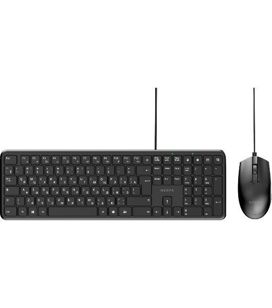 Комплект клавиатура+мышь Nerpa NRP-KG100-W-BLK проводной, USB, 1000 DPI, чёрный