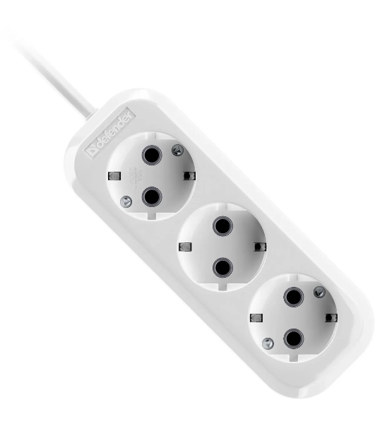 Удлинитель Defender R330 16 А, 3 роз х 2 м, белый