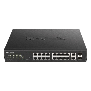 Коммутатор D-Link DES-1018MPV2/A1A, 16×100 Мбит/с + 2×1 Гбит/с Combo, неуправляемый