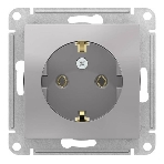 Механизм розетки 1-м СП AtlasDesign с заземл. 16А алюм. SchE ATN000343, фото 1