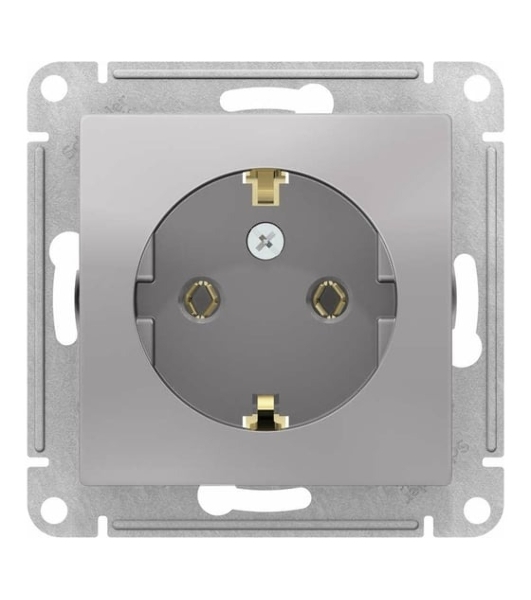 Механизм розетки 1-м СП AtlasDesign с заземл. 16А алюм. SchE ATN000343