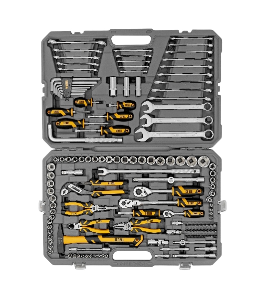 Набор инструментов Denzel 1/2', 1/4', 3/8', CrV, S2, пластиковый кейс, 144 предмета