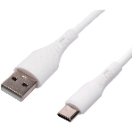 Кабель USB2.0 Cablexpert CC-USB2S-AMCM-1M-W, AM/Type-C, 3А, 18Вт, QC3.0, силиконовый, медь, 1м, белый, пакет, фото 1
