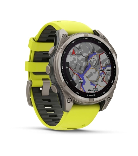 Умные часы Garmin Fenix 8, 1.6' AMOLED, Wi-Fi, Bluetooth, NFC, 100м, серебристый / желтый