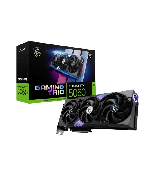 Видеокарта MSI RTX 5060 8G GAMING TRIO, NVIDIA GeForce RTX 5060, 8 ГБ GDDR7, 128 бит, PCI-e 5.0, 1xHDMI, 3xDP