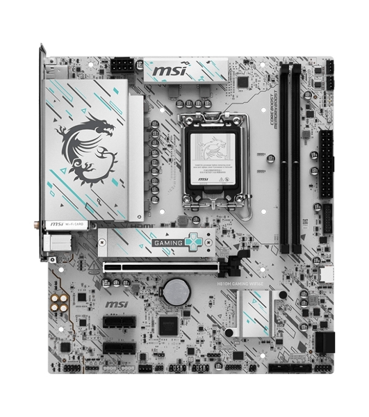 Материнская плата MSI H810M GAMING WIFI6E, LGA1851, Intel H810, 2xDDR5, 4xSATA, 1xM.2, 1xPCIe 5.0 x16, 2xPCIe 3.0 x1, 1xDP, 1xHDMI, 1x5Gb LAN, Wi-Fi 6E, Bluetooth 5.3, 1xUSB-C 20Gbps, 2xUSB-A 5Gbps, 4xUSB-A 2.0, 3x3.5 мм, 7.1, mATX