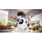 Мясорубка электрическая Bosch MFWS609W белый/черный, 2100 Вт, 3.5 кг/мин, реверс, насадки - 4, фото9
