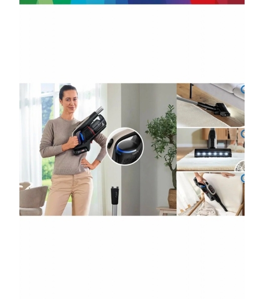 Пылесос вертикальный Bosch BCS931GAC серый, питание от аккумулятора, 2200 Вт, уборка сухая, пылесборник 0.4 л