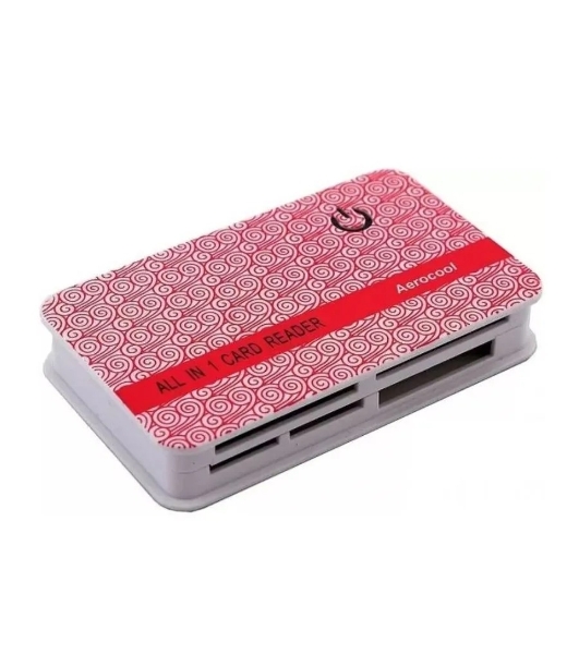 Карт-ридер внешний AeroCool AT-932A/белый-красный/SD/MMC/M2/MS/MS Pro/T-F/M2/microSD/USB 2.0/пластик