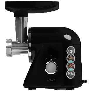 Мясорубка электрическая Candy CG-102 черный, 1800 Вт, 2.4 кг/мин, реверс, защита от перегрузки, металлический лоток, насадки - 5