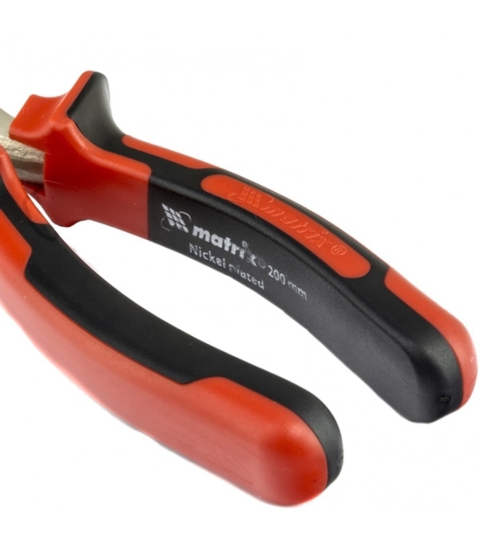 Длинногубцы Matrix NICKEL 17168 200 мм, прямые никелированные, двухкомпонентные рукоятки