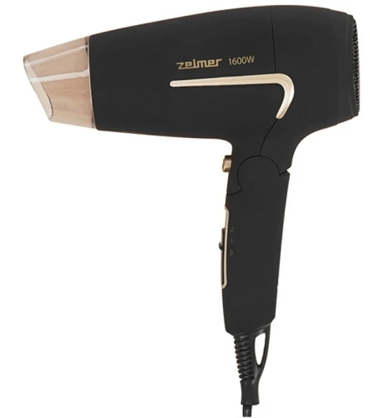 Фен Zelmer TRAVEL ZHD8321 черный/золотистый, 1600 Вт, компактный
