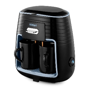Кофеварка капельная Kitfort КТ-7447 черный/голубой, исп. кофе - молотый, 0.25 л, 450 Вт