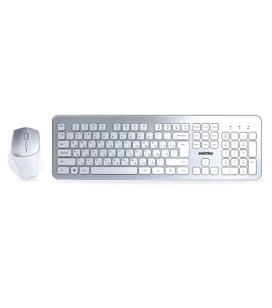 Комплект клавиатура+мышь Smartbuy 233616AG беспроводной, USB, 2400 DPI, серебристо-белый