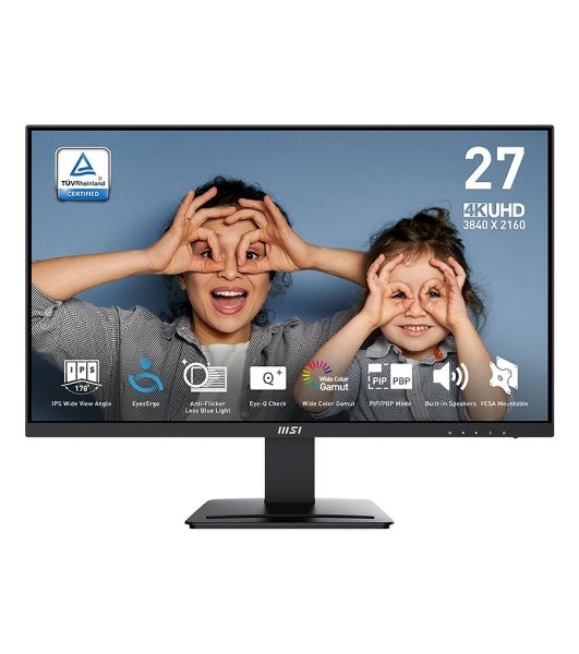 Монитор 27' MSI PRO MP273U IPS 3840x2160, 60 Гц, 4 мс, 16:9, 300 кд/м2, 2xHDMI, 1xDP, 1x3.5 мм, черный