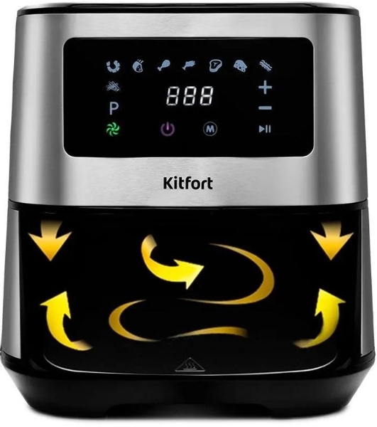 Аэрогриль Kitfort KT-2228 серебристый, 1700 Вт, 5.5 л, сенсор, 9 программ