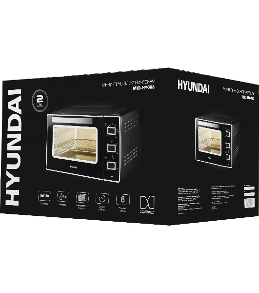 Мини-печь Hyundai MIO-HY093 28 л, 1600 Вт, черный