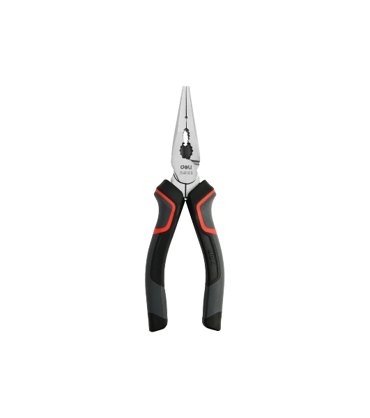 Удлиненные плоскогубцы Deli DL0103 160 мм, Cr-V, эксцентриковый шарнир, антикоррозийное покрытие, трехкомпонентная прорезиненная рукоять