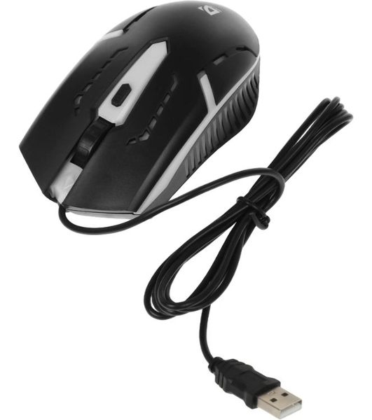 Мышь проводная Defender Flash MB-600L черный, 1200 dpi, USB, кнопки - 4