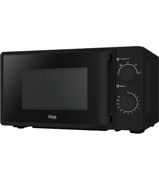 Микроволновая печь OASIS MW-70RB черный, 20 л, 700 Вт, переключатели — поворотный механизм