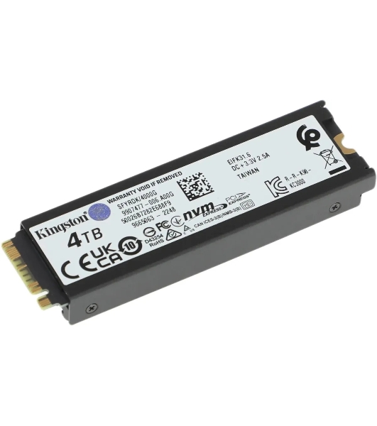 Накопитель SSD Kingston Fury Renegade, 4Tb, PCIe 4.0 x4, M.2 2280, NVMe, R/W 7300/7000, с радиатором