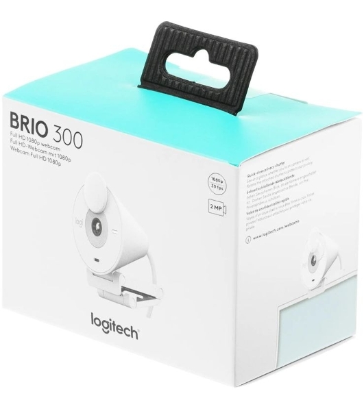 Веб-камера Logitech Brio 300 1920x1080, 30 кадр/с, USB Type-C, микрофон (шумоподавление), автоматическая фокусировка, автоосвещение, универсальное крепление белая
