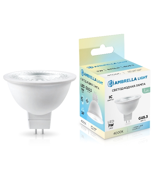 Лампа светодиодная Ambrella light 170714 LED MR16 7W IC GU5.3 4000K 175-265V 38°