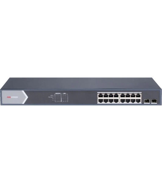 Коммутатор Hikvision DS-3E1518P-SI, 16×1 Гбит/с PoE + 2×1 Гбит/с SFP, управляемый