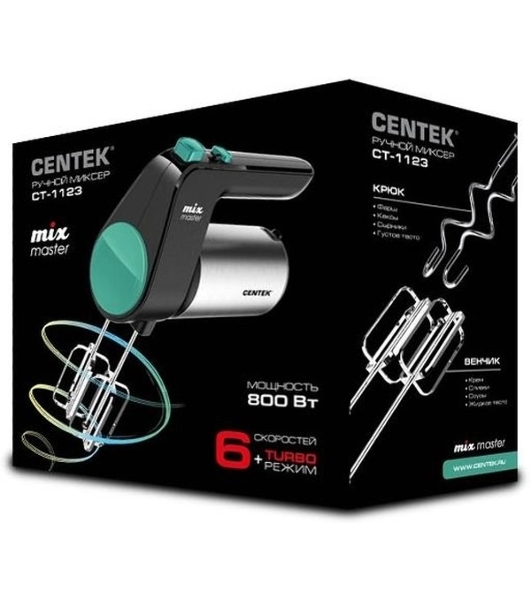 Миксер Centek CT-1123 (черный/сталь)