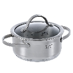 Кастрюля VICTORY 16x8см/1,3л, нержавеющая сталь 18/10, стеклянная крышка, капсульное дно, фото 1