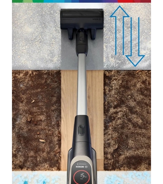 Пылесос вертикальный Bosch BCS931GAC серый, питание от аккумулятора, 2200 Вт, уборка сухая, пылесборник 0.4 л
