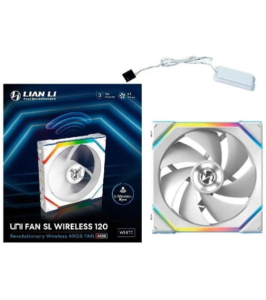 Вентилятор для корпуса Lian Li Uni Fan SL Wireless 120 ARGb белый, 120 мм, 2000 об/мин, 28.5 дБ, 4 pin