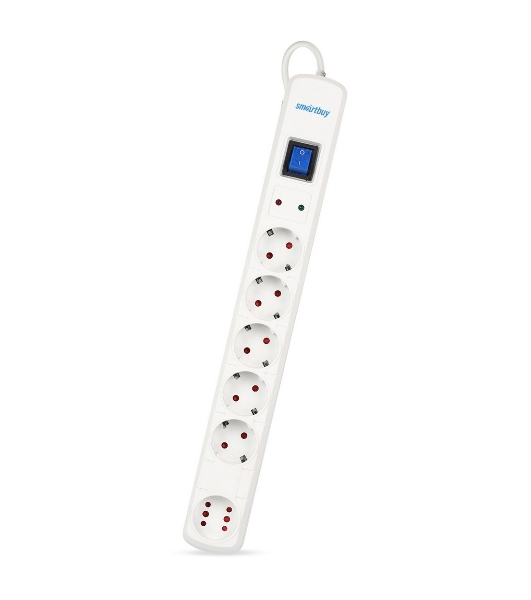Сетевой фильтр Smartbuy (SBSP-50W-Pro) - 6 роз х 5,0 м - белый