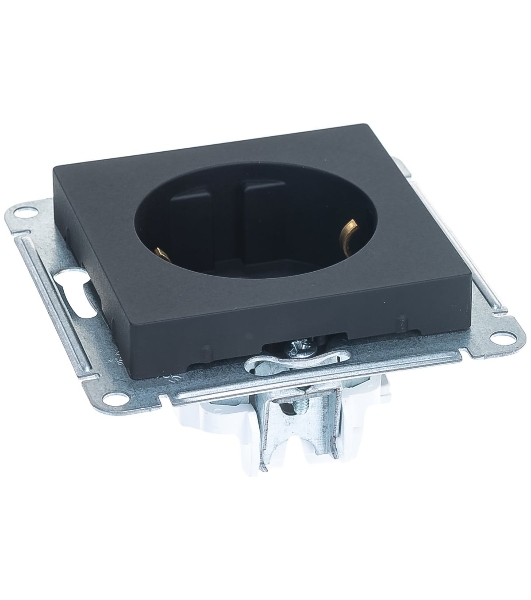 Механизм розетки 1-м СП AtlasDesign с заземл. 16А карбон SchE ATN001043