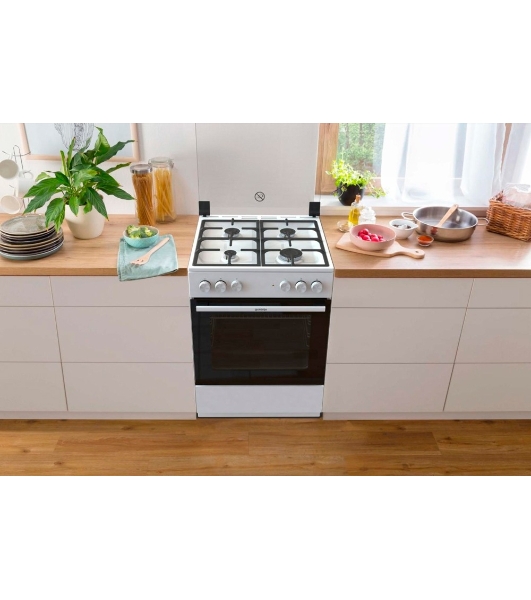 Плита комбинированная Gorenje GK6A20WF белый, конфорок 4 газовых, духовка 65 л, 60 см x 85 см x 60 см