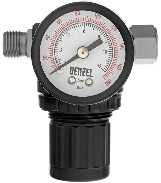 Регулятор давления с манометром Denzel R1500, 12 бар, 1/4'