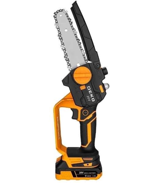 Пила цепная аккумуляторная DEKO DKCHS 20-6 PRO, 4' и 6', 20В, 2x2.2А·ч, 2 шины и 2 цепи в кейсе