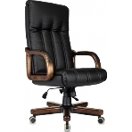 Кресло руководителя Бюрократ T-9932Walnut черный, эко.кожа, крестов. металл/дерево, фото 1