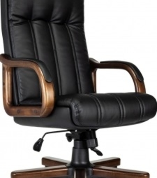 Кресло руководителя Бюрократ T-9932Walnut черный, эко.кожа, крестов. металл/дерево