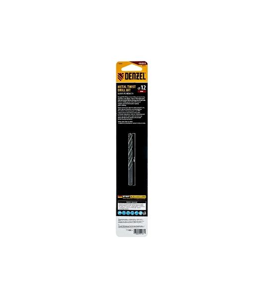 Сверло спиральное по металлу Denzel 12 x 205 мм, Р6М5, Golden Tip, удлиненное